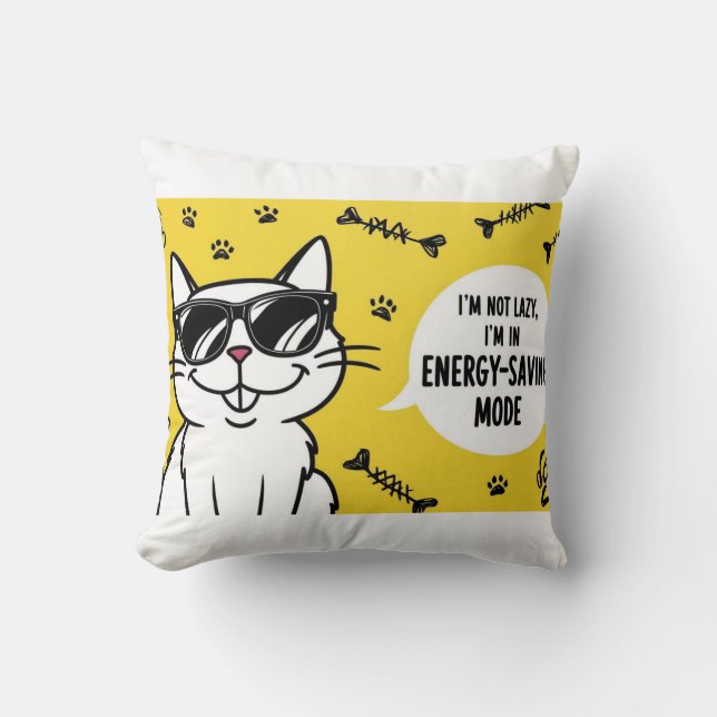 Coussin Drôle Poster de chat, chat de dessin portant des l (Recto)