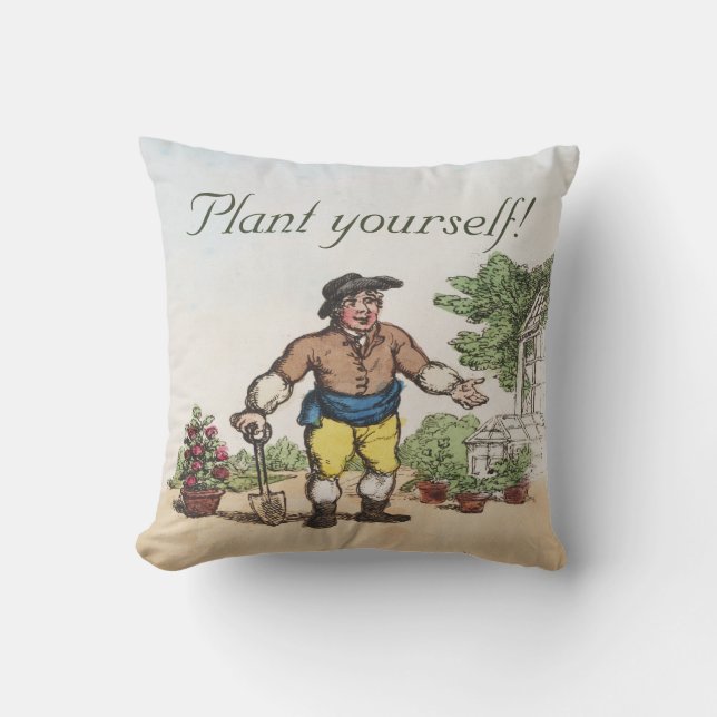 Coussin drôle pour jardinier vintage (Recto)