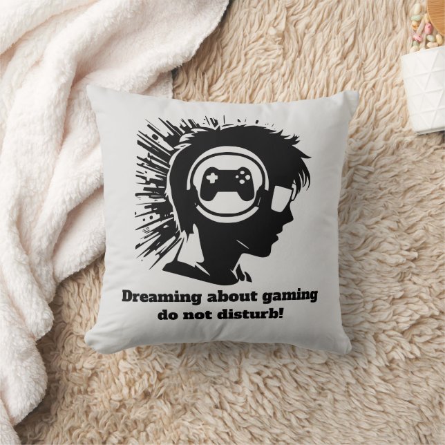 Coussin Drôle rêve Gamer ajouter du texte (Couverture)