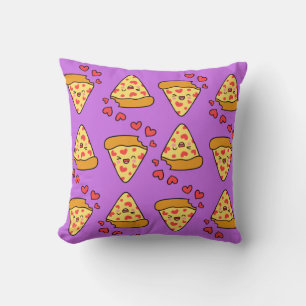 Coussin Drôle rire pizza motif violet enfants fille garçon