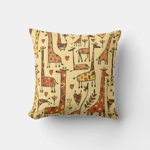 Coussin Drôle sketch de girafes, sans couture motif votre 