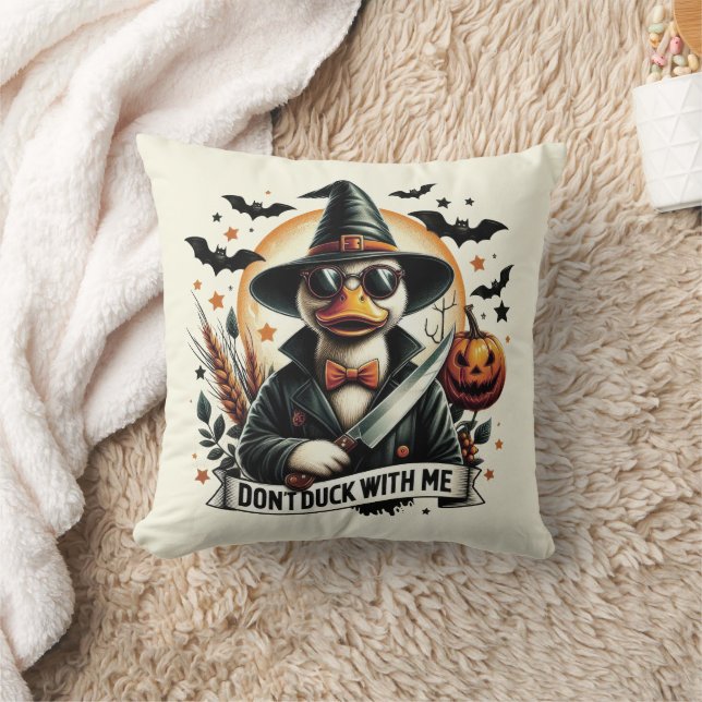 Coussin Drôle Vintage Ne Canard Avec Moi Halloween (Couverture)