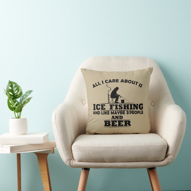 Coussin Drôles de citations sur la pêche sur glace (Chaise)