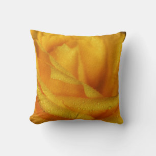 Coussin Droplets d'eau sur Elegant Rose Jaune