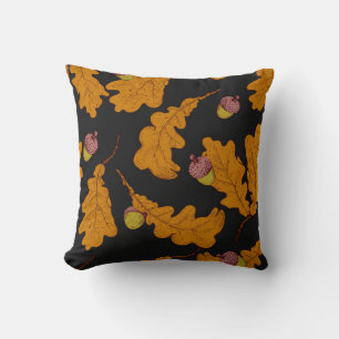 Coussin Dry oak leaves and acorns. Hand drawn seamless pat