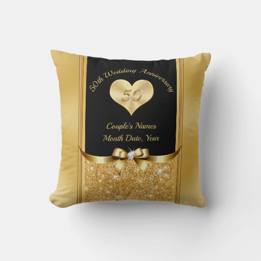 Coussin du 50e anniversaire de l'Mariage noir et o (Recto)