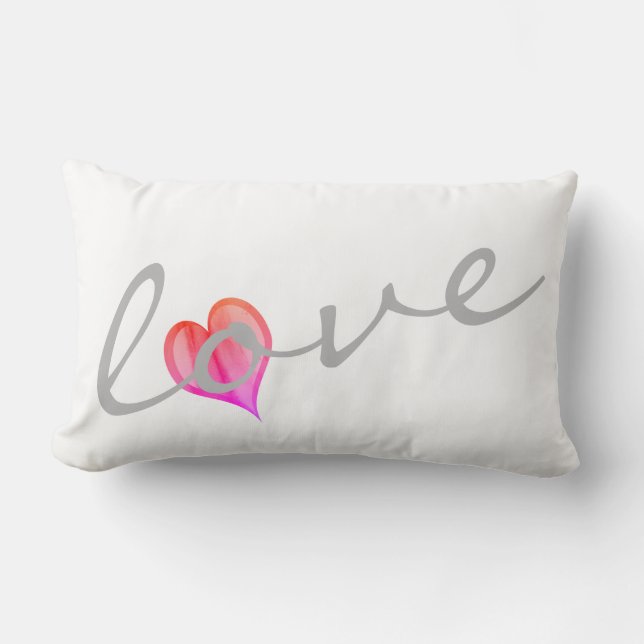 coussin du coeur avec le texte amour rose et blanc (Recto)