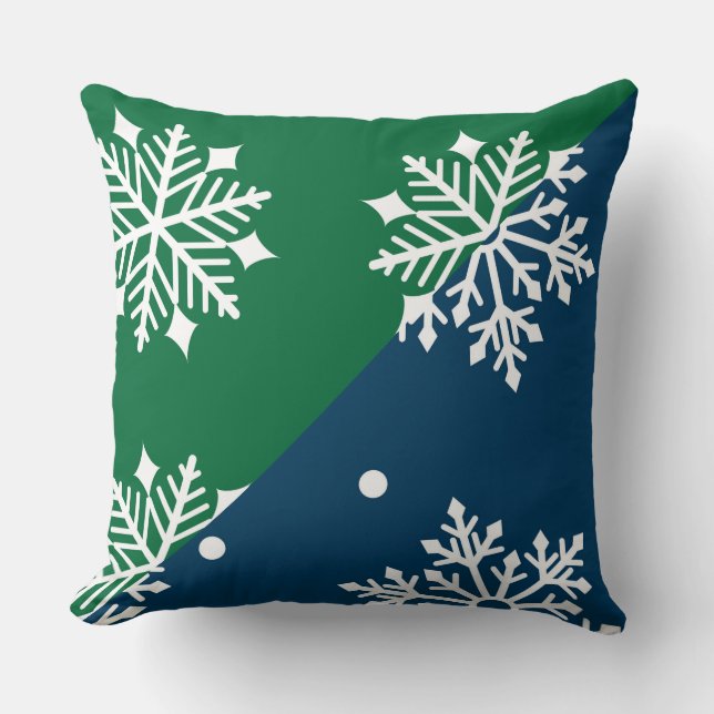Coussin du concepteur de flocon de neige vert/bleu (Recto)