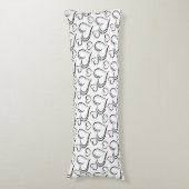 Coussin du corps du coeur blanc et noir (Devant (Vertical))
