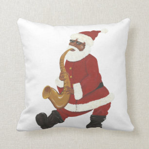 Coussin du père noël d'Afro-américain