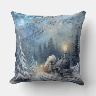 Coussin du train de Noël magique - hiver Vintage