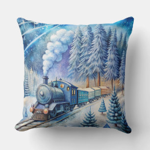 Coussin du train de Noël magique - hiver Vintage