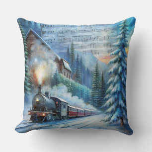 Coussin du train de Noël magique - hiver Vintage