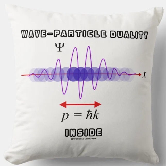 Coussin Dualité des particules dans l'incertitude Principe (Physicists and physics major will enjoy this throw pillow featuring "Wave-Particle Duality Inside")