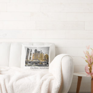 Coussin Dubai Marina City UAE Skyline Vintage Panorama