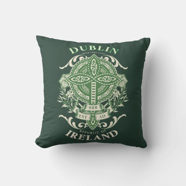 Coussin Dublin Irlande Croix Celtique Irlandaise (Recto)