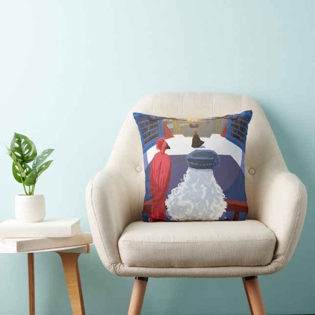 Coussin Dumbledore & Fawkes sur Balcon (Chaise)