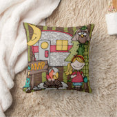 Coussin d'une chevelure blond customisé de camping (Couverture)