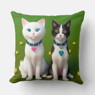 Coussin 🐱 Duo de chats mignons Style maison de jardin Ver