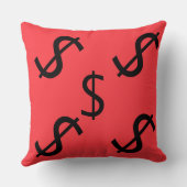 Coussin Duo Tone Dollar $ign Rose Rouge  (Verso)