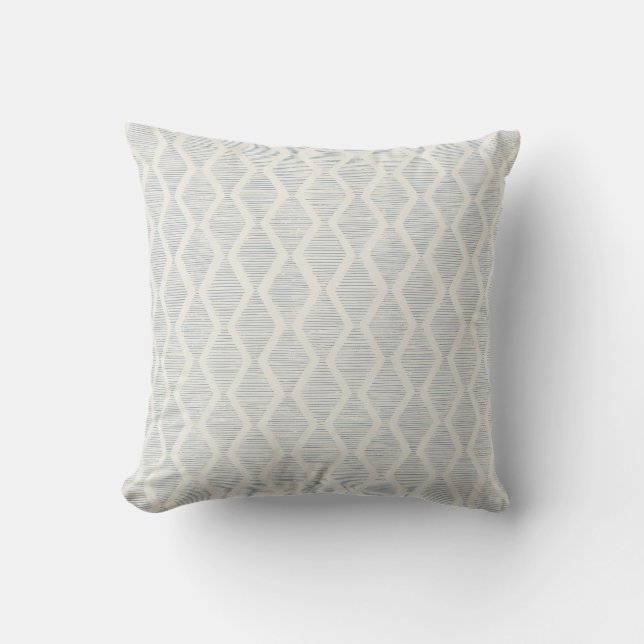 Coussin Dusty Blue Boho Coastal Geometric Diamond (Recto)