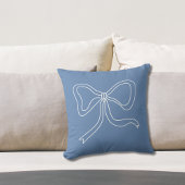 Coussin Dusty Blue Bow Coquette Ribbon Thlow Pillow