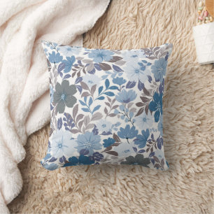 Coussin Dusty Blue & Grey Winter Sky Floral Garden