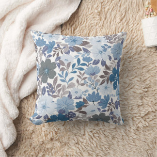 Coussin Dusty Blue & Grey Winter Sky Floral Garden
