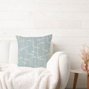 Coussin Dusty Blue Retro Lino Imprimer Motif géométrique