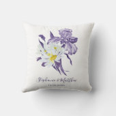 Coussin Dusty Purple Floral Iris White Daisy Mariage (Verso)