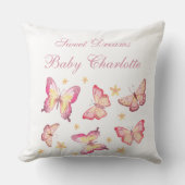 Coussin Dusty rose blanc bébé Nom de la fille Papillon Nur (Recto)