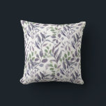 Coussin Dusty Violet Sage Vert Feuille verdure |<br><div class="desc">Aquarelle violet poussiéreux et sauge feuilles verts et verdure jettent des oreillers. Une façon élégante et élégante d'égayer votre espace de vie, que ce soit votre salon, votre véranda ou votre chambre.</div>
