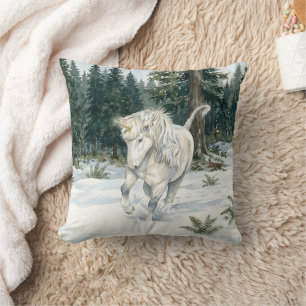 Coussin Dyfra Licorne Islandaise Jouant dans la Forêt Enne