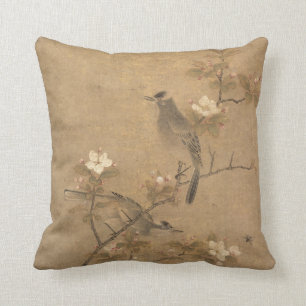 Coussin Dynastie Yuan Chinoise Fleurs & Oiseaux Art orient