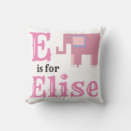 Coussin E est pour bébé fille Elise (Recto)