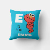 Coussin E est pour Elmo | Ajoutez votre nom (Verso)