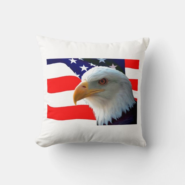 Coussin Eagle chauve américain et drapeau des États-Unis (Recto)