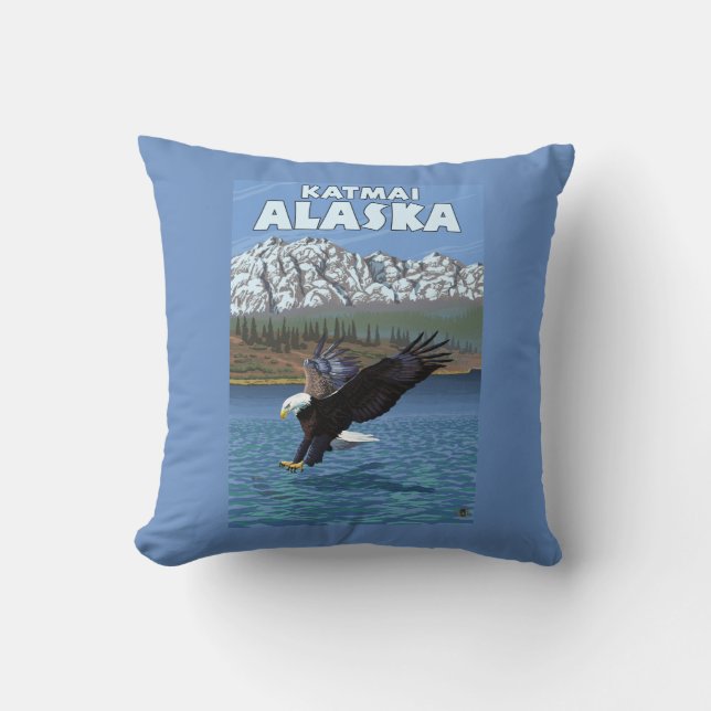 Coussin Eagle chauve plongeant - Katmai, Alaska (Recto)
