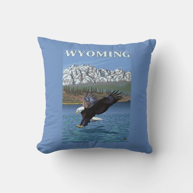 Coussin Eagle chauve plongeant - le Wyoming (Recto)