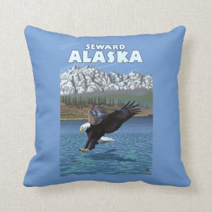 Coussin Eagle chauve plongeant - Seward, Alaska