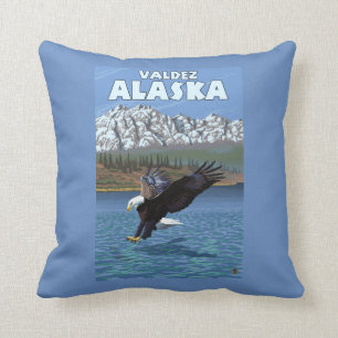 Coussin Eagle chauve plongeant - Valdez, Alaska