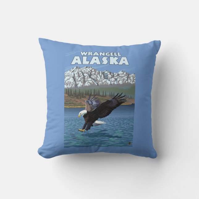 Coussin Eagle chauve plongeant - Wrangell, Alaska (Recto)