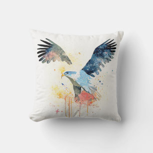 Coussin Eagle Wild Animal Nature Aquarelle Art Peinture