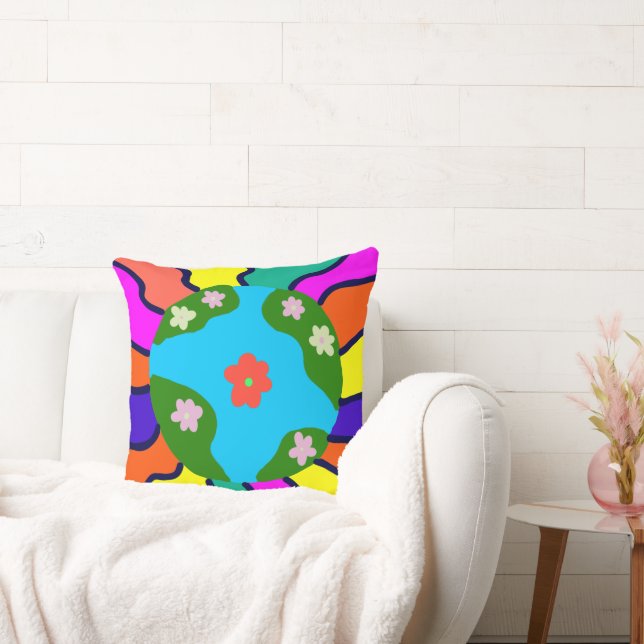 Coussin Earth Retro Vibes Art (Canapé)