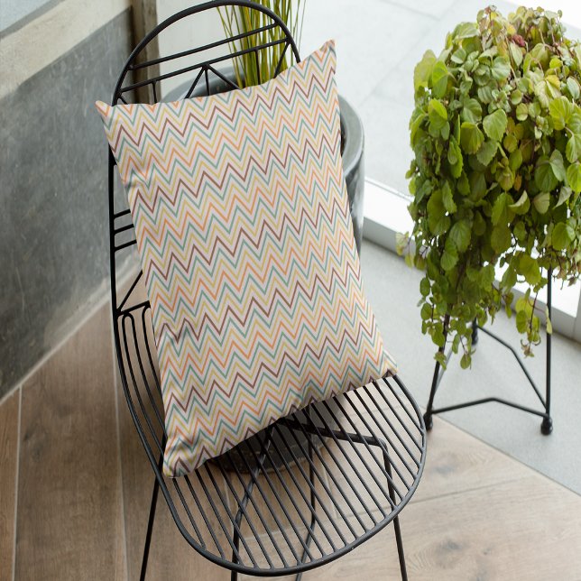 Coussin Earthy Chevron Elegance (Earthy Chevron Elegance Throw Pillow)