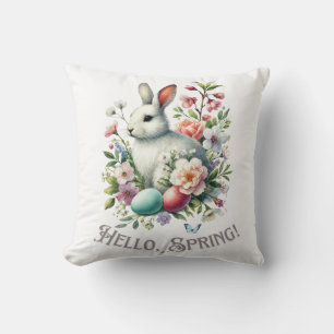 Coussin Easter Aquarelle Lapin & Oeufs