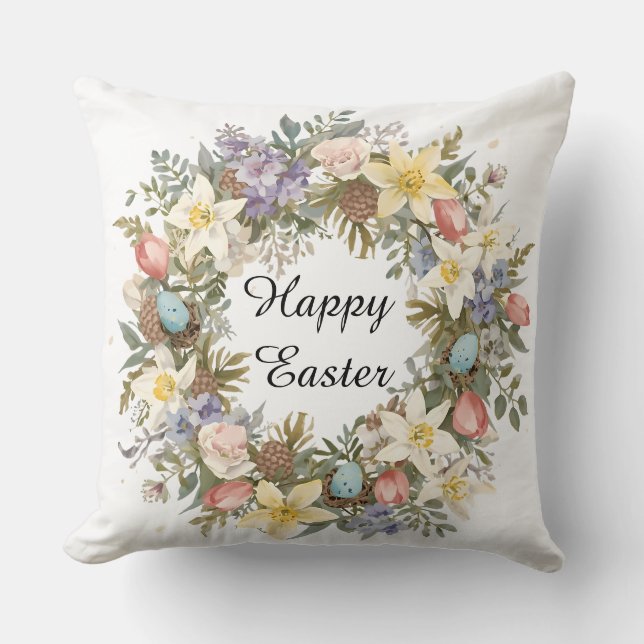 Coussin  Easter Botanical Watercolor Floral Accent  (Recto)