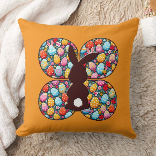 Coussin Easter Bunny Silhouette – Colorful Egg - almofada (Couverture)