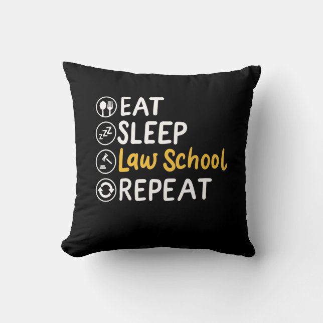 Coussin Eat Sleep Law School Répétition (Recto)