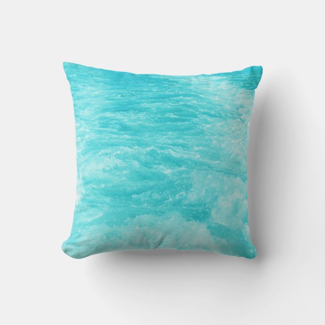 Coussin Eau de mer turquoise avec éclaboussures (Recto)